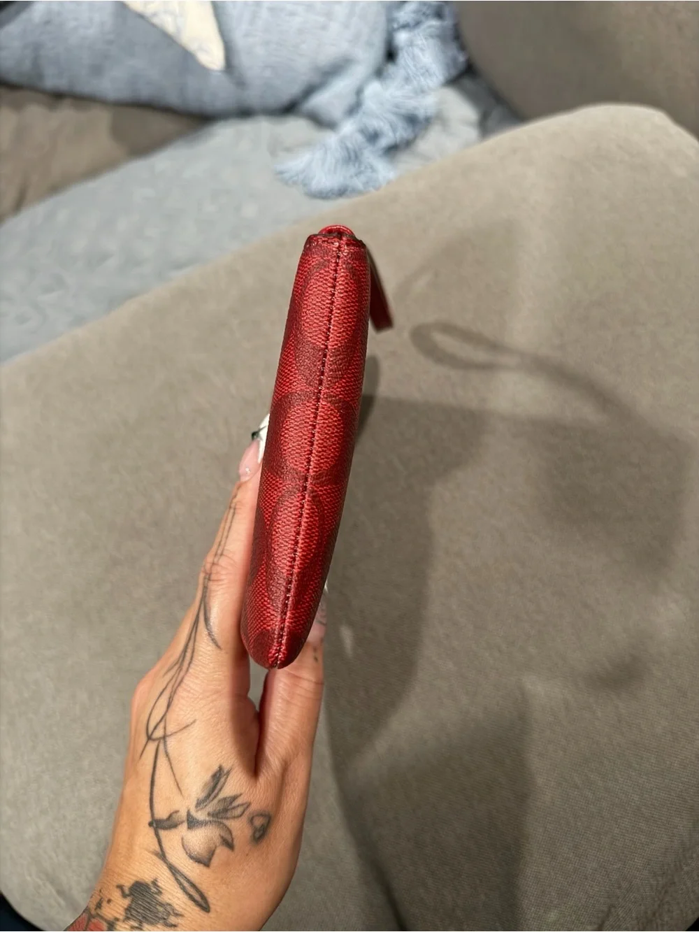 COACH Red Signature Wristlet with Gold Logo